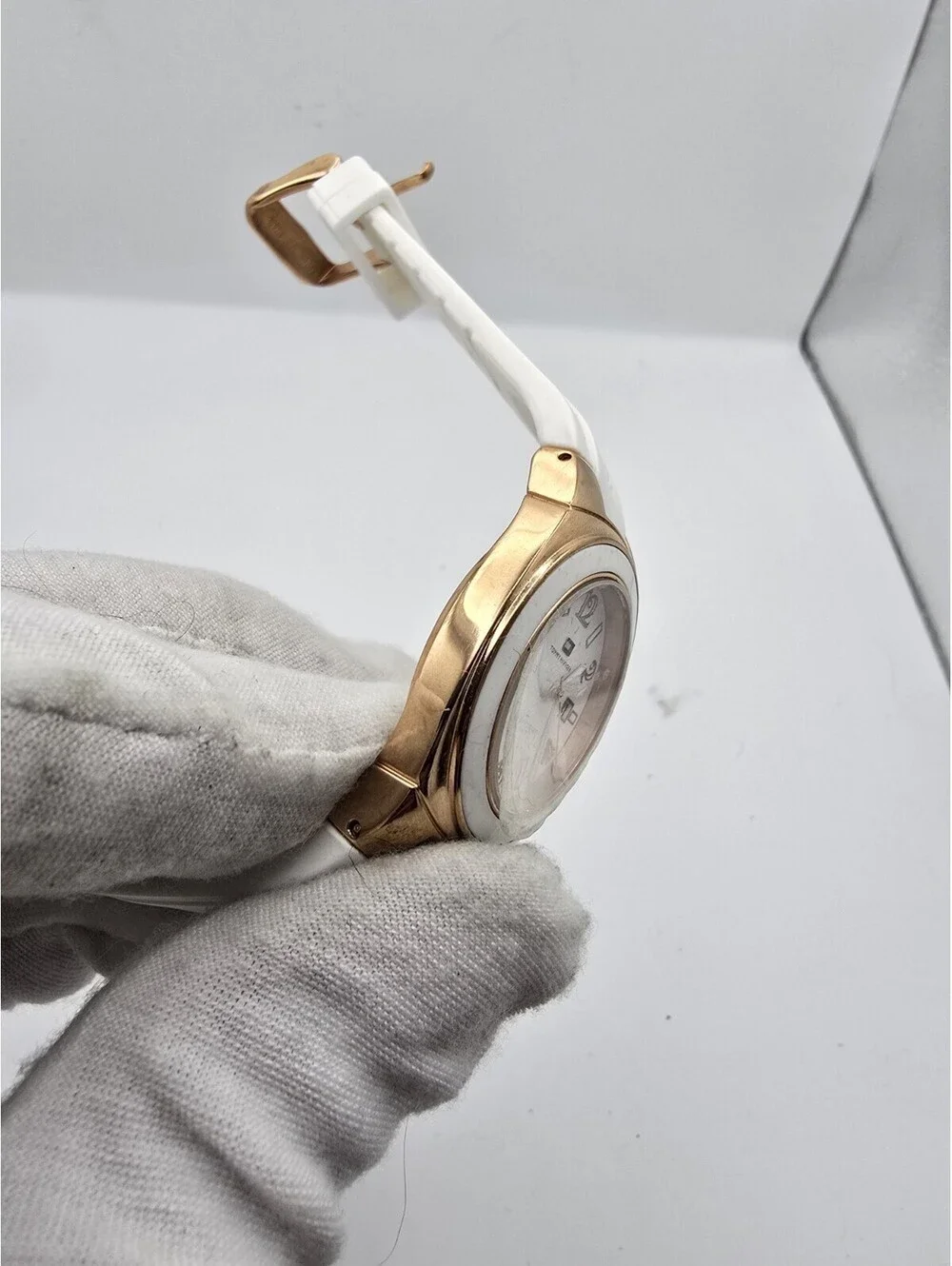 Tommy Hilfiger Gold Bezel Women's White Silicone Strap Watch